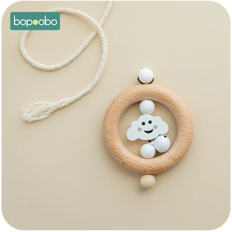 Bopoobo 1 zestaw Food Grade drewniana chmura gryzak łańcuszek smoczka grzechotka dla dzieci bransoletka smoczek wózek dziecięcy akcesoria Baby Teether Set