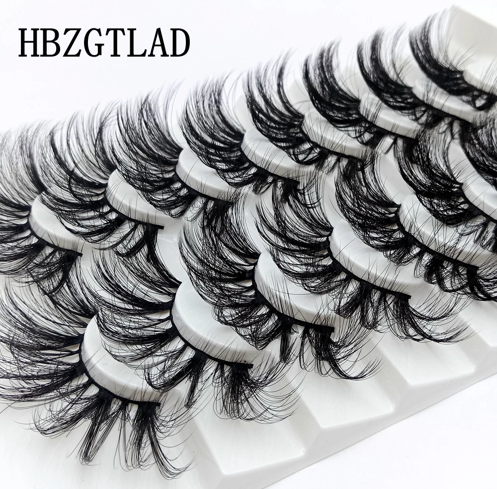HBZGTLAD 8 Paare 25 mm lange 3D-Nerzwimpern, natürliche, lange, künstliche Wimpern, dramatisches Volumen, falsche Wimpern, Make-up-Verlängerungswimpern – Detail 26