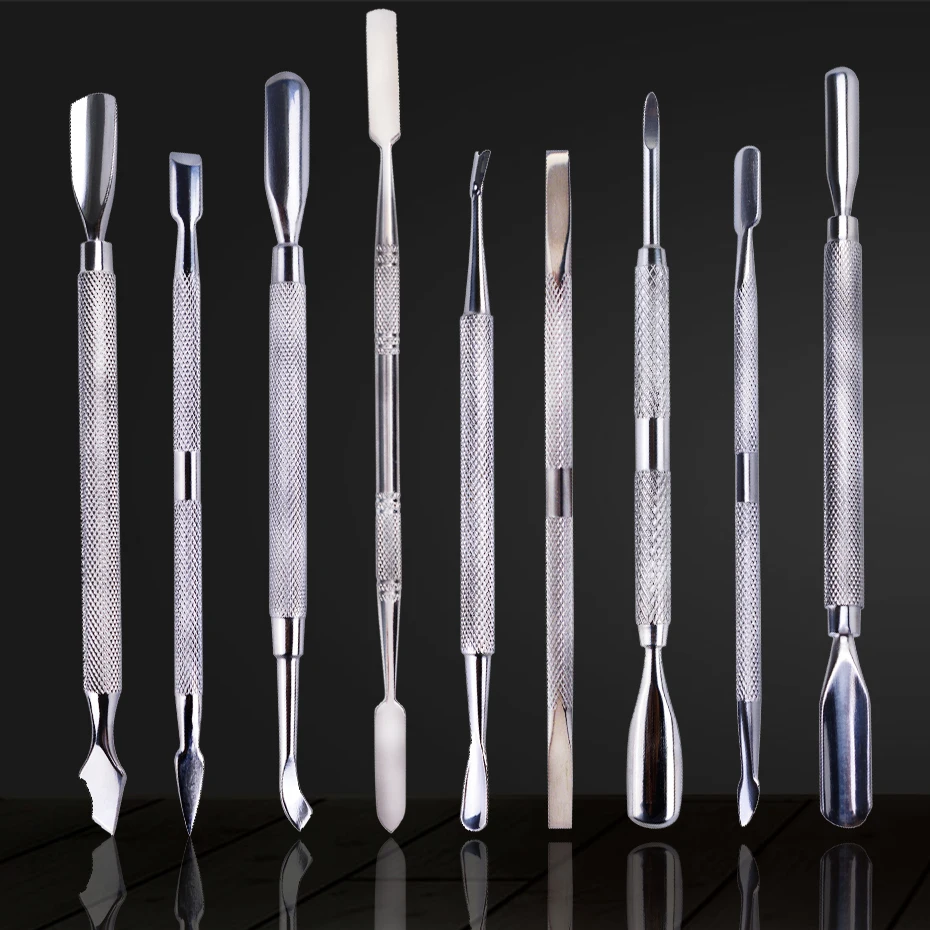 1pcs Double-ended Cuticles Nails Pusher Dead Skin Remover Pedicure Stainless Steel Care Nail Tool Manicure Accessories NL1-9