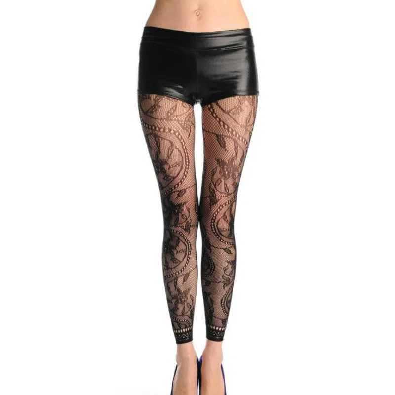 Women Sexy Fishnet Black FASHION Footless Fishnets Leopard Tights Floral Pantyhose Seamless Panty Mesh Hose UK 8-14