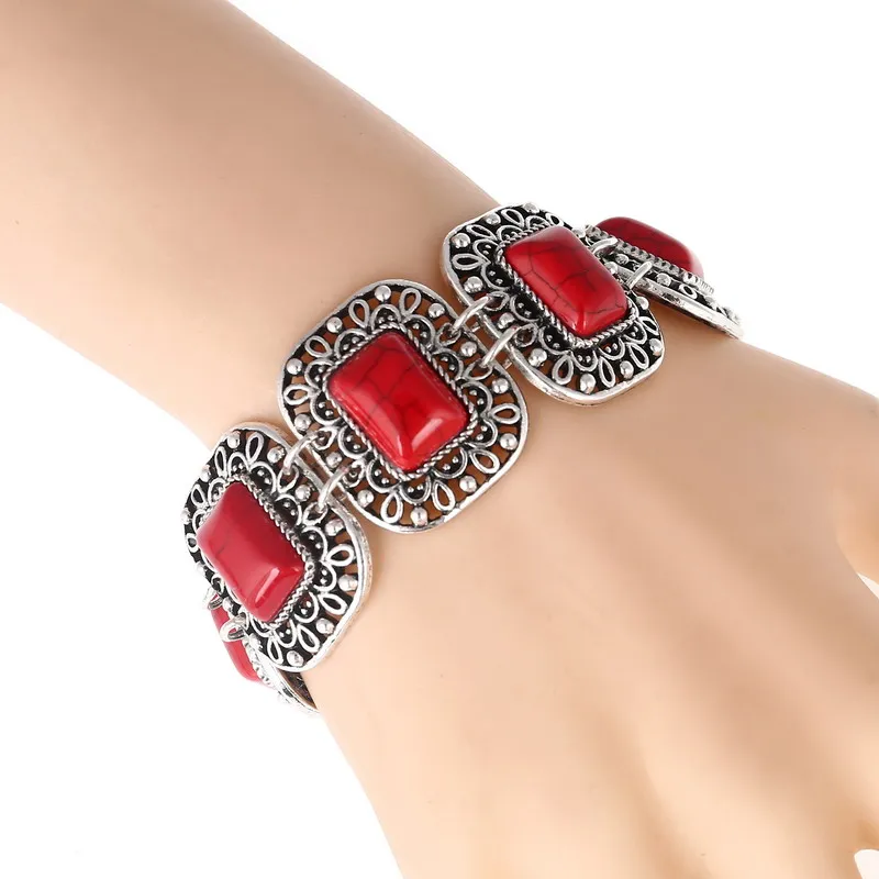 LOVBEAFAS Fashion Ethnic Bohemian Bracelets & Bangles For Women Red Blue Stone Vintage Beach Boho Adjustable Bracelets Jewelry