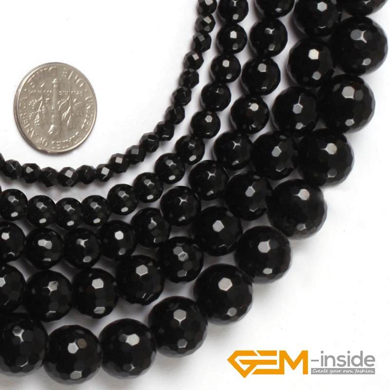 Natural Stone Black Agates Round Beads For Jewelry Making Strand 15inch DIY Fashion Loose 4mm 6mm 8mm 10mm 12mm Selectable