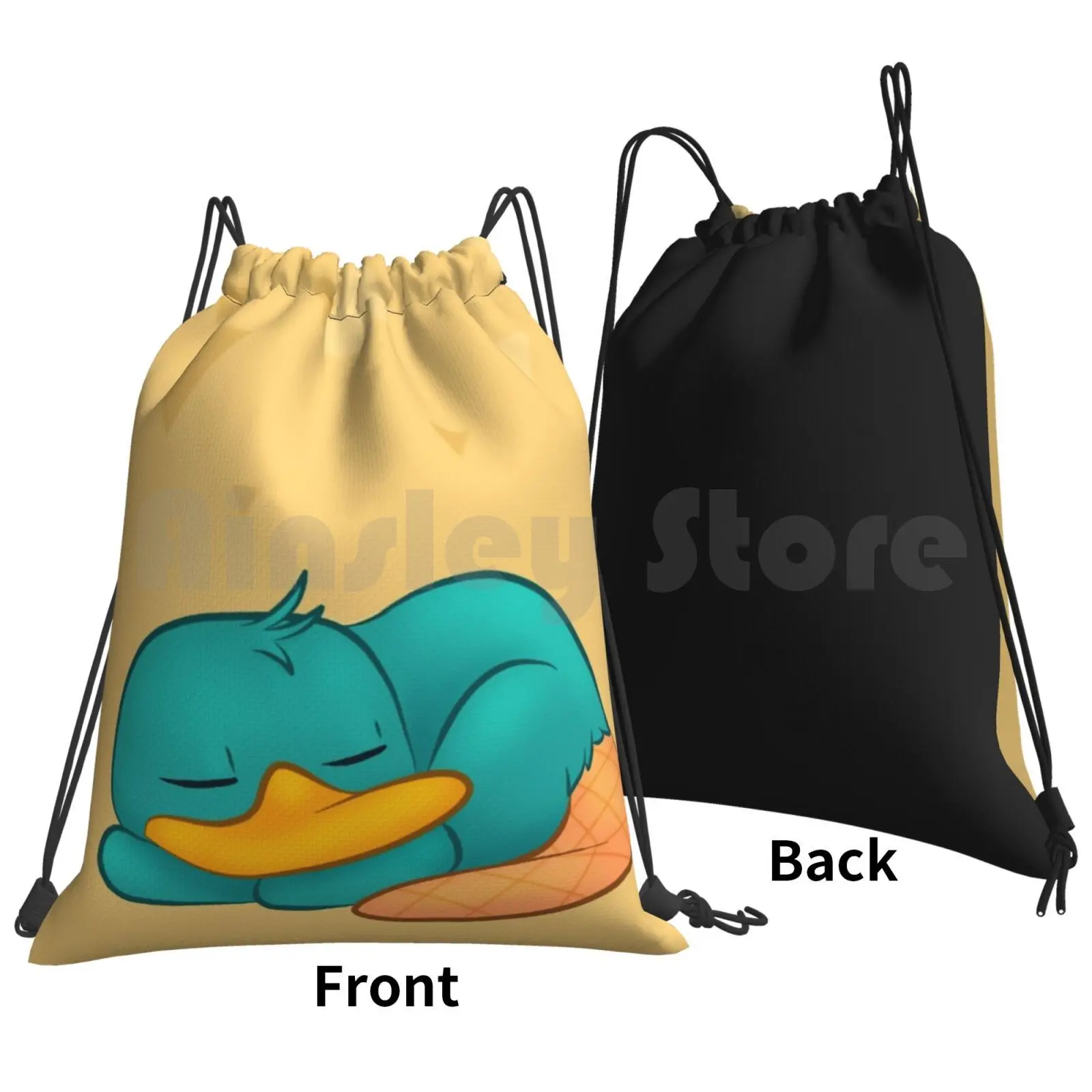 The Napping Little Backpack Drawstring Bags Gym Bag Waterproof Cute Animal Perry Ferb Phineas Monotreme Agent P Pnf Teal