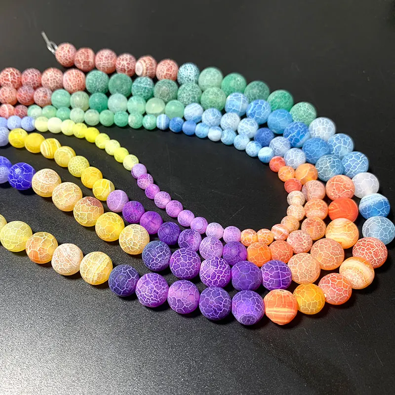 Wholesale 7 Chakras Round Natural Stone Beads Seven Colors Weathering Agates For Jewelry Making Diy Bracelet Handmade 6/8/10MM