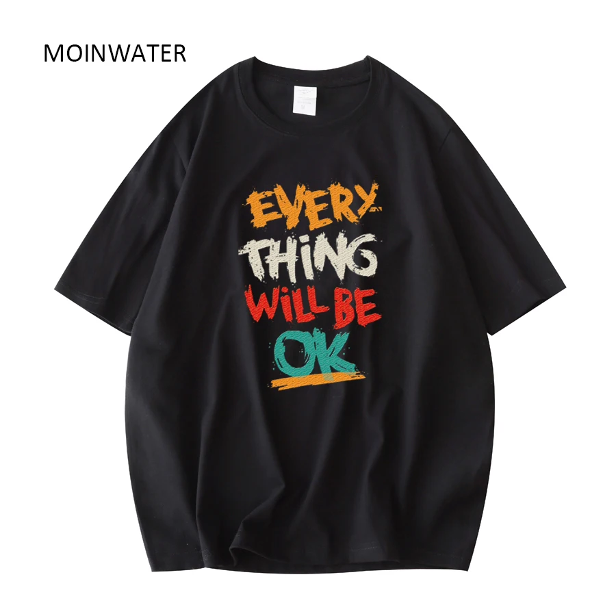 MOINWATER Women New Letter Print T shirts Female Royal Blue Cotton Tees Female Casual Basic Short Sleeve Summer Tops MT22006