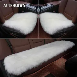 AUTOROWN Genuine Fur Sheepskin Car Seat Covers 1 Set Warm Universal Car Sear Cover Universal Auto Interior Accessories