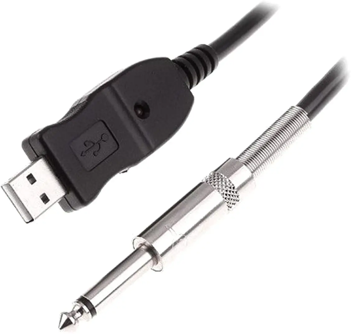 อินเทอร์เฟซ USB ชาย6.35มม.1/4 "Mono ชายกีตาร์ไฟฟ้าสาย,คอมพิวเตอร์ Audio Connector Adapter สำหรับเครื่องดนตรี