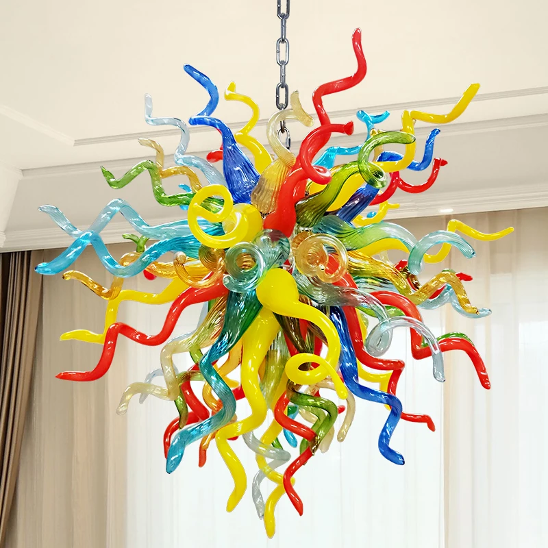 Colorful Glass Chandelier Lighting E14 Hanging Indoor Light Fixture Kid Child Bedroom Lamp Baby Room Light Study Living Room Bar