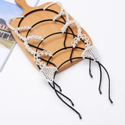 Novelty Kids Cat Ears Headband With Ear Crystal Hairband Festival Hair Girls Crown Rhinestone Headdress for Women