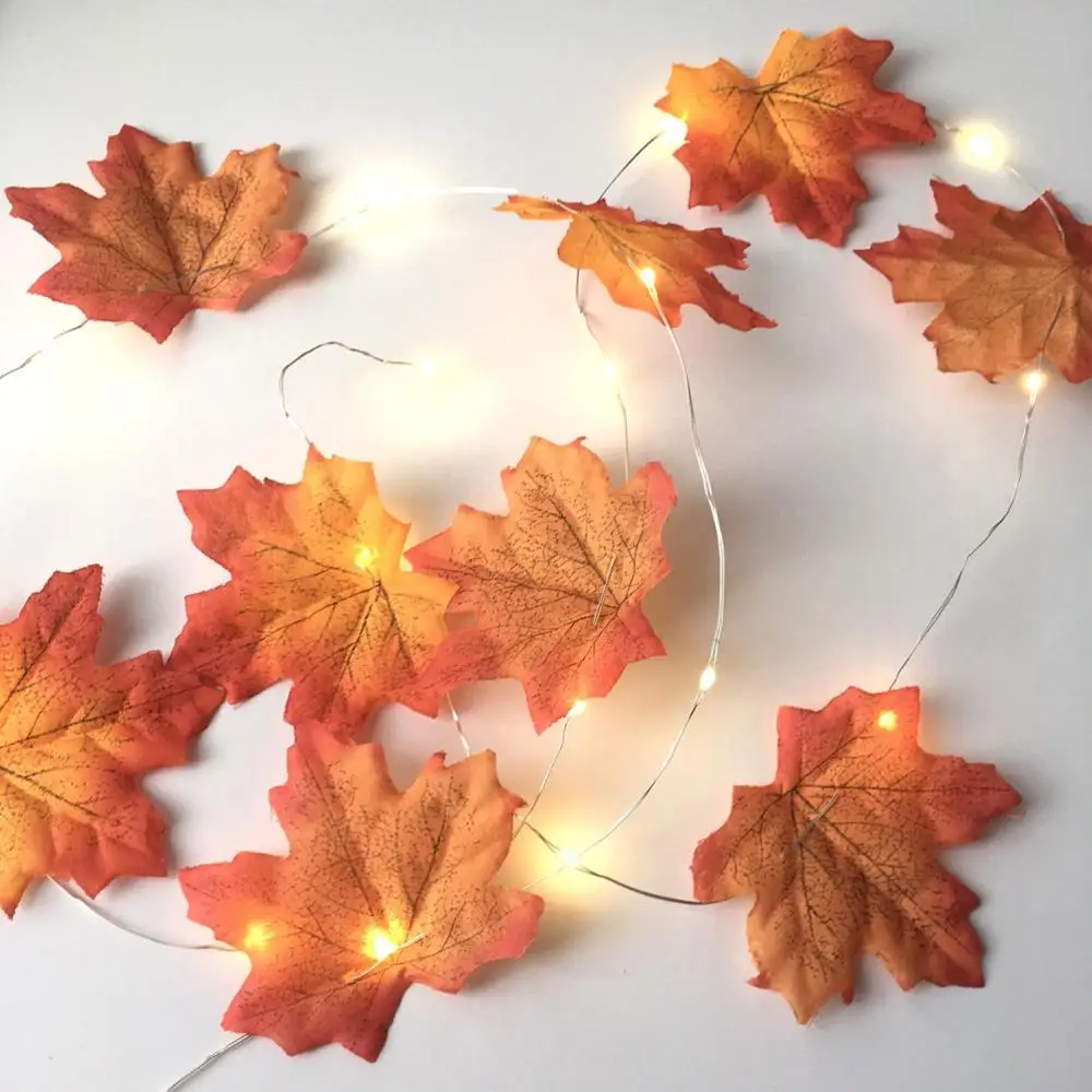 Maple leaf garland Fairy Lights Autumn Decor Centerpiece Leaves Fall Decor Halloween Decor  garland  string lights