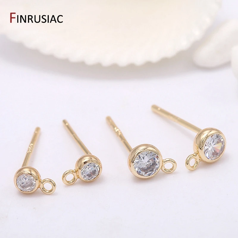 

Earring Making Supplies Gold Plated with Small Round Zircon Stud Earrings Hooks Accessories Findings DIY Jewelry Handmade Craft