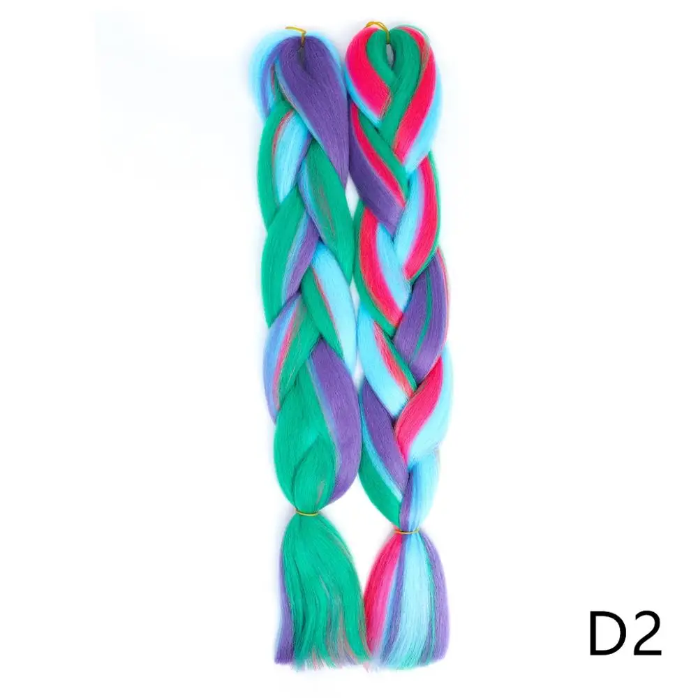 Aigemei 24'' Inter-farbe Jumbo Zöpfe Lange Synthetische Flechten Haar Häkeln Braid Haar Extensions Rot Gelb Blau Mix Farbe