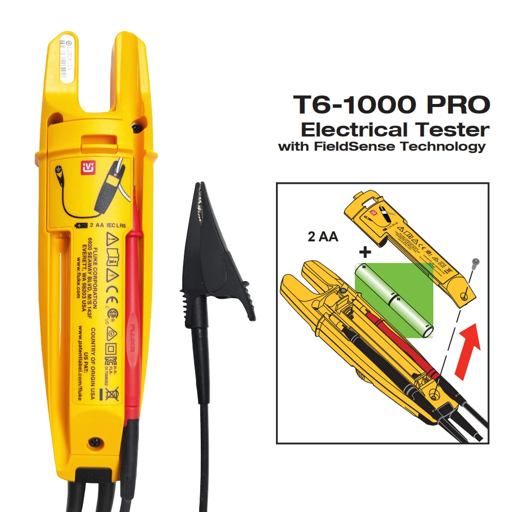 Fluke T6-1000 PRO Electrical Tester Clamp ammeters 1000V  AC/DC True RMS fork meter with Fluke Carry Case