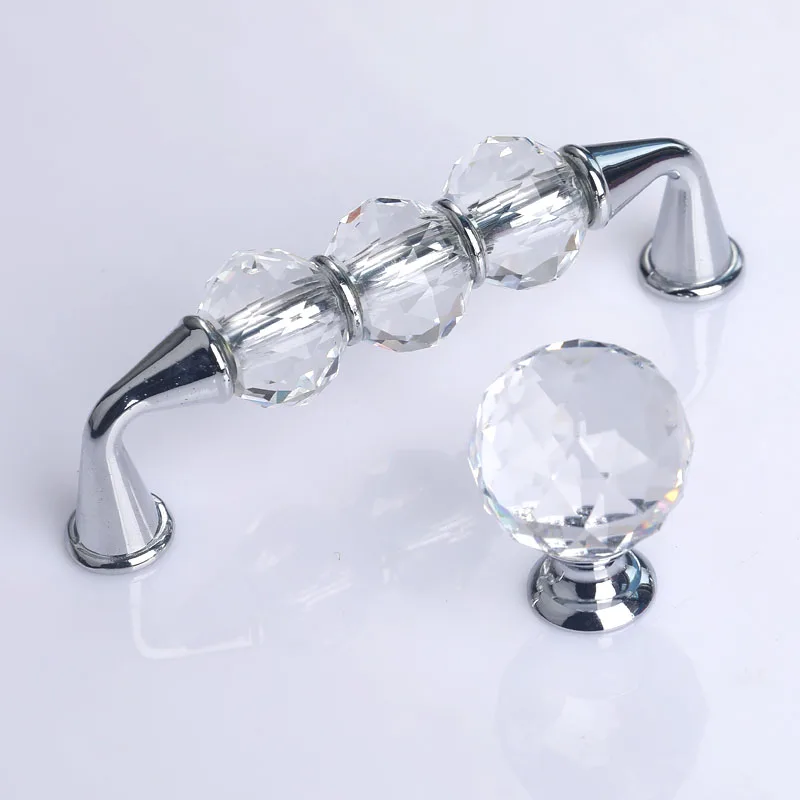96mm fashion deluxe transparent crystal wine cabinet kitchen cabinet door handle silver gold drawer tv cabinet cupboard knob