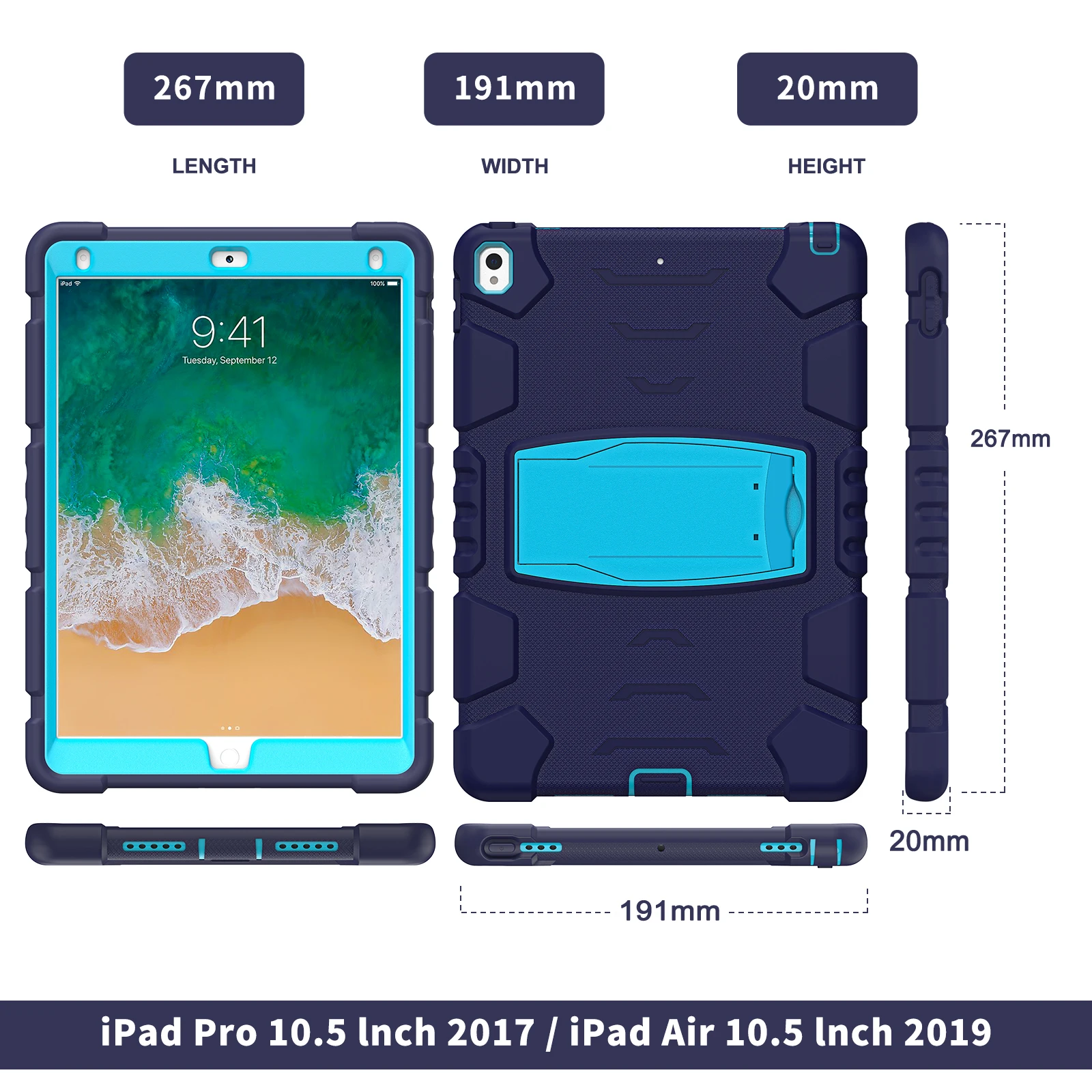 Custodia per Apple iPad Pro 10.5 2017 custodia resistente per iPad Air 3 10.5 2019 armatura 2in 1 Shell per ipad 9.7 2018