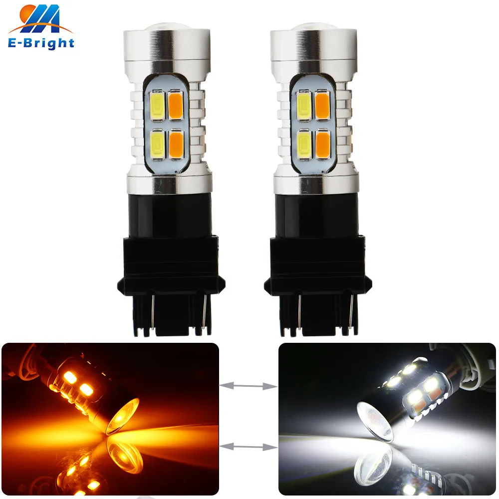 

2pcs DC12V BAY15D 3157 T25 W21/5W 7443 White&Amber Reverse Stop 5730 20SMD LED Auto Turn Signal Brake Parking Leds Rear Lights