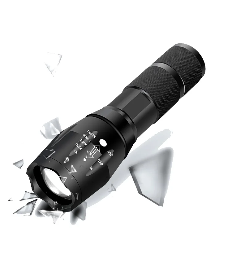 Camping Outdoot Emergency High Lumen Tactical Flashlight Zoomable 5 Modes Water Resistant Handheld Light