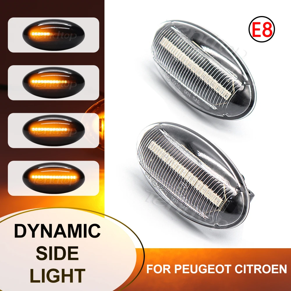 For Peugeot Traveller 107 206 307 407 607 Citroen C1 C2 C3 C5 Led Flashing Water Side Marker Turn Signal Light Blinker Lights