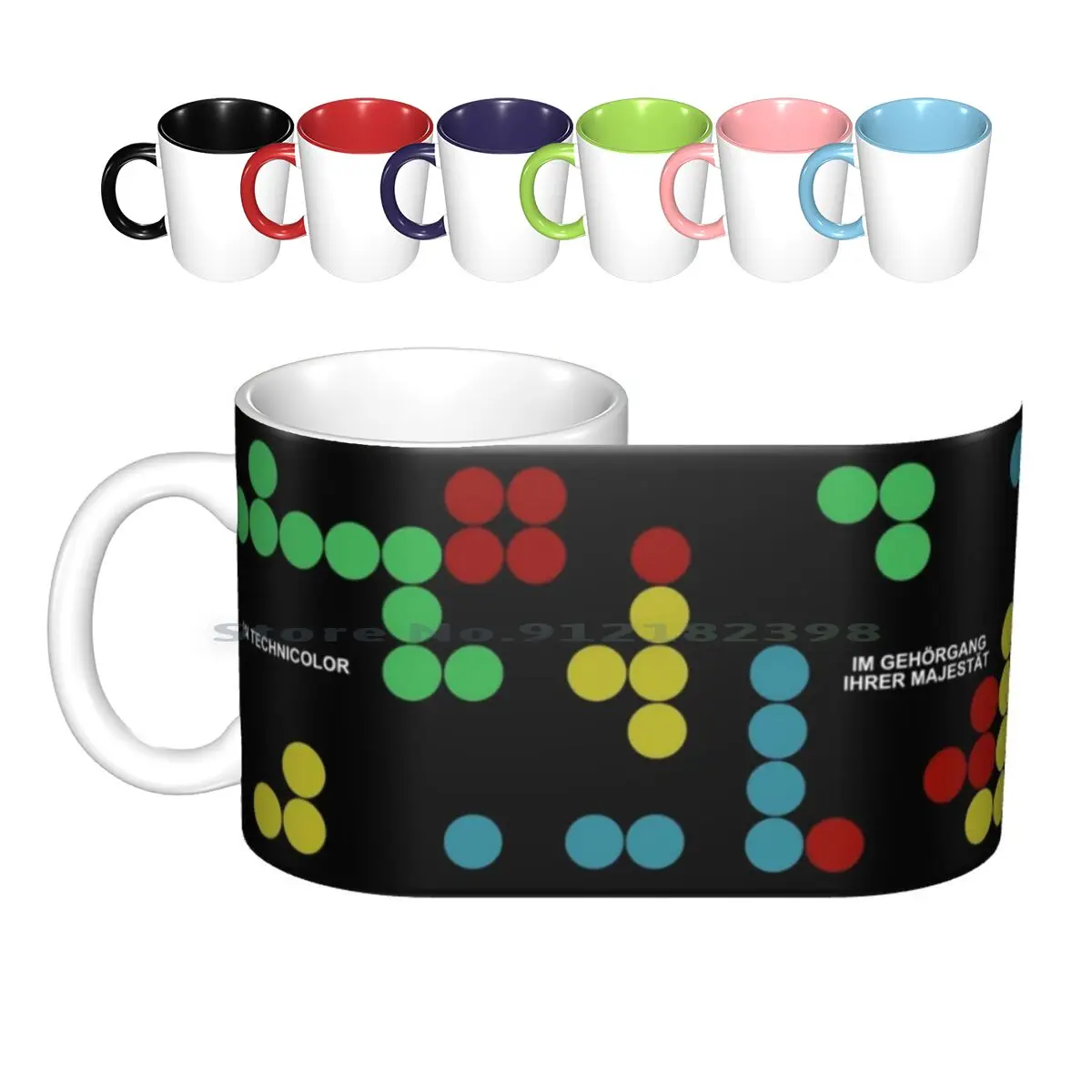 Dots Jumping Around Ceramic Mugs Coffee Cups Milk Tea Mug Dots Colorful Red Green Blue Yellow Sixites Wild Movies Circles