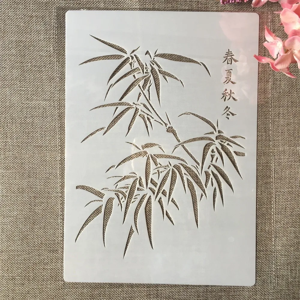 A4 29cm Bamboo Four Seasons DIY Layering Stencils Wall Painting Scrapbook Coloring Embossing Album Decorative Template