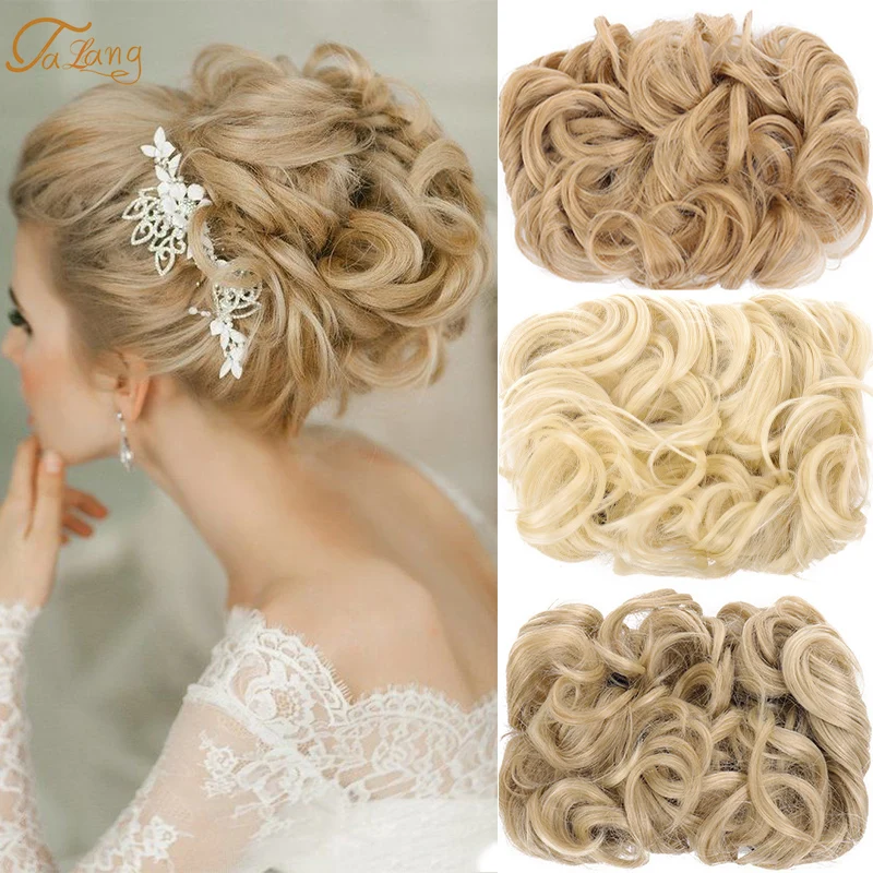 

Women Natural Chignon Messy Scrunchies Elastic Band Hair Bun Straight Updo Hairpiece Synthetic High Temperture Fiber Fake Hair