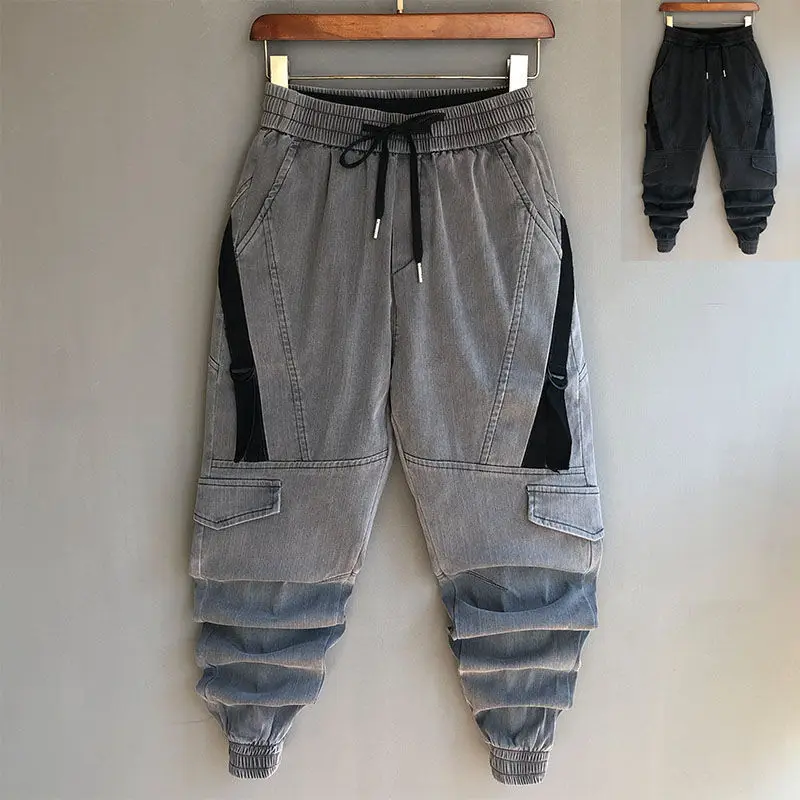 

Idopy Fashion Men`s Harem Joggers Cargo Ankle Cuffed Elastic Waist Korean Design Drawstring Street Hip Hop Pants For Man