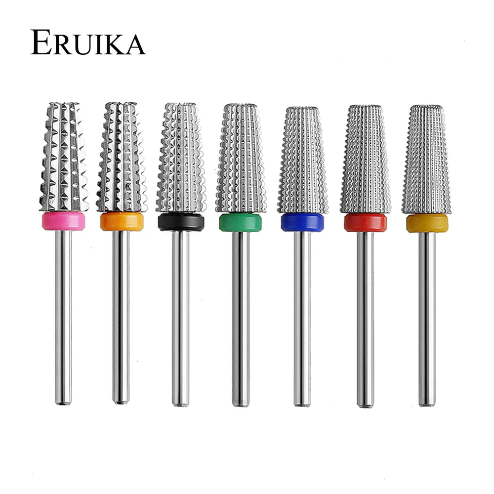 ERUIKA Super 5 in 1 Tapered Safety Carbide Nail Drill Bits Milling Cutter for Manicure Remove Gel Polish Nail Polishing Tools