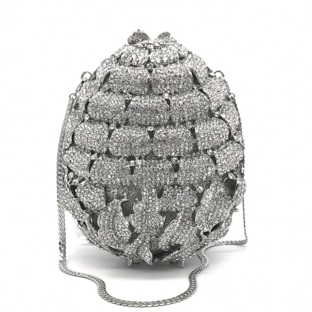 

16x13CM Pineapple Flower Diamond Dinner Bag Corrugated Metal Diamond Hard Box Bag Banquet Dress Clutch Bag Women a6824