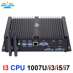 Mini PC sin ventilador i7 4500U i5 4200U i3 5005U, ordenador Industrial con 24 horas de trabajo, 2 COM, HDMI, VGA, pantalla Dual de 300M, Wifi, 4K, HD, HTPC