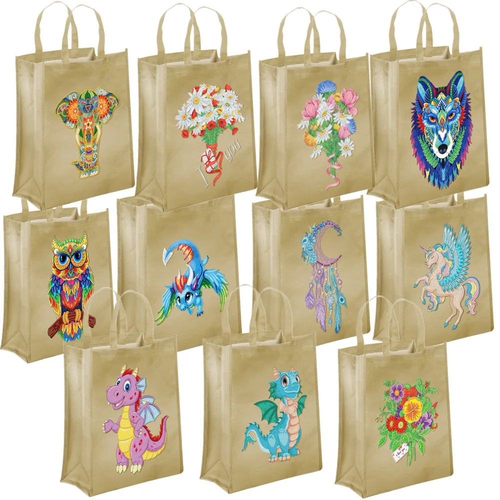 

DIY Diamond Painting Handbag Mosaic Drill Reusable Eco-friendly Shopping Bags Totes Home Decoration Gift Foldable Storage Bags