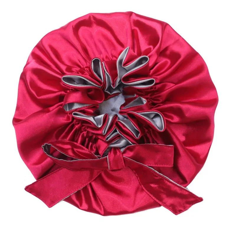 Bonnet Silk Women Bonnet Satin Nuit Long Hair Care Women Sleeping Hat Big SizeAdjust Hair Styling Cap Silk Head Wrap Shower Cap