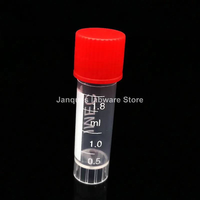 Tubo de congelación de plástico para laboratorio, 100 unidades, 1,8 ml, criovial de muestra con cubierta
