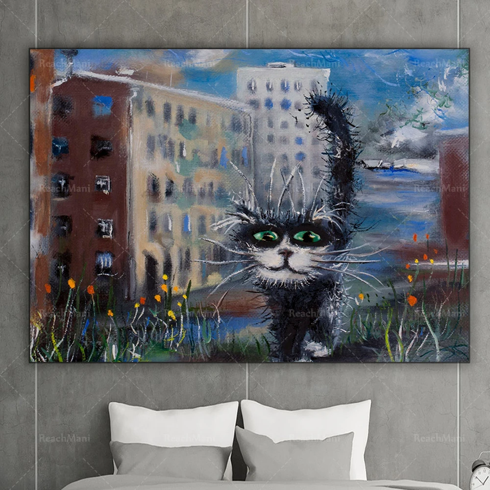 Kitten City Canvas, Cat Canvas Wall Art, decorative poster