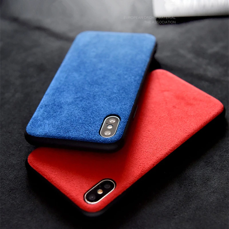 Case for iPhone X XS Max XR 11 Pro MAX Italian Suede Like Fabric Downy Leather Cover Luxury Phone Housing Coque Hundas Shell