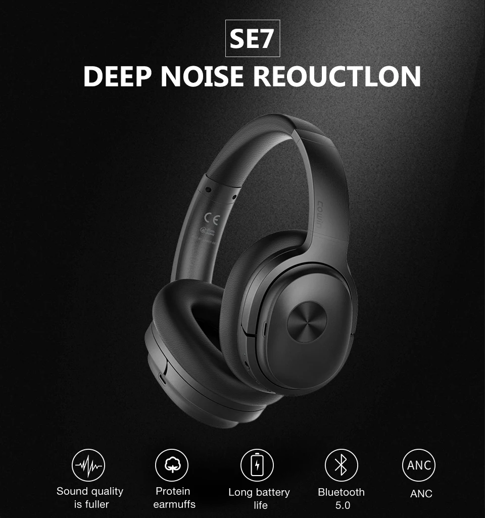 COWIN SE7[Upgraded] ANC Bluetooth headphone Active Noise Cancelling Headphones Wireless Bluetooth Headset with Microphone AAC