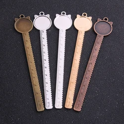 1pcs 20mm Inner Size three Color Vintage Style Handmade Cat Ruler Bookmark Cabochon Base Cameo Setting