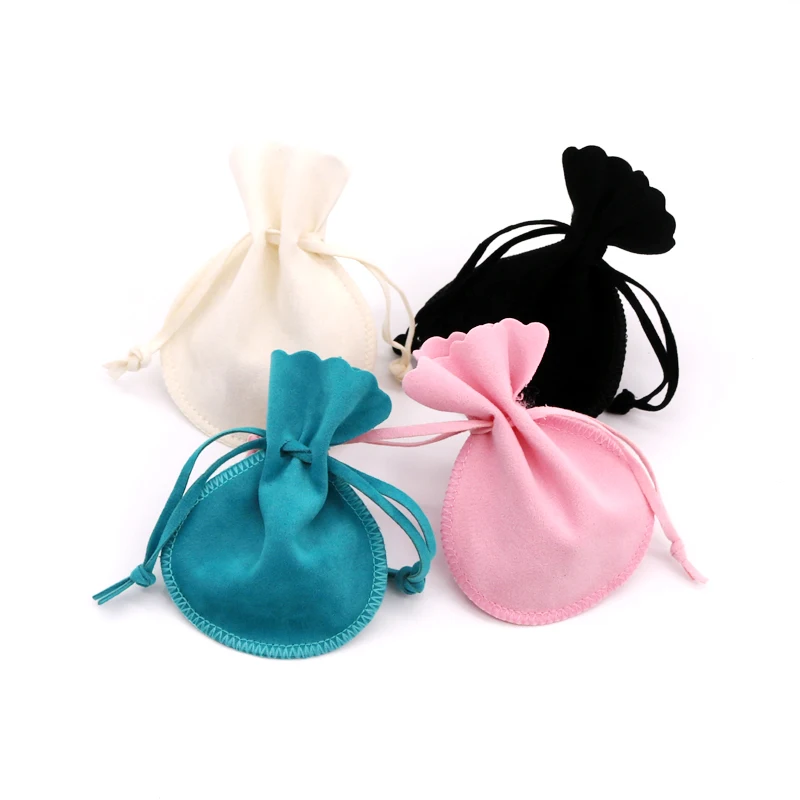 10pcs/lot Small Round Velvet Bags 8x9.5 10x13cm Candy Charms Jewelry Packaging Bags Wedding Christmas Pouches Velvet Gift Bag