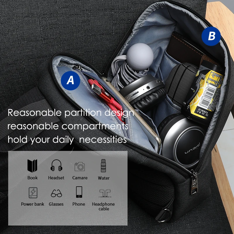 Bolso de pecho antirrobo RFID para hombre, bolsa cruzada ligera, resistente al agua, con cremallera, de alta calidad, a la moda, garantía de por vida