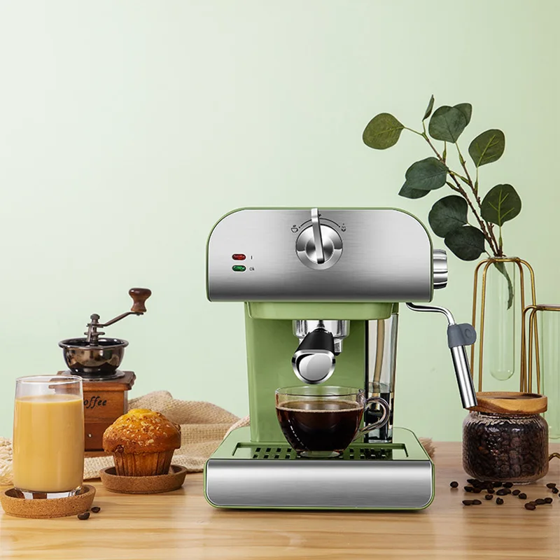 Máquina de café expreso para el hogar, pequeña máquina de café semiautomática de vapor, máquina de espuma de leche, sistema de bomba, cafetera