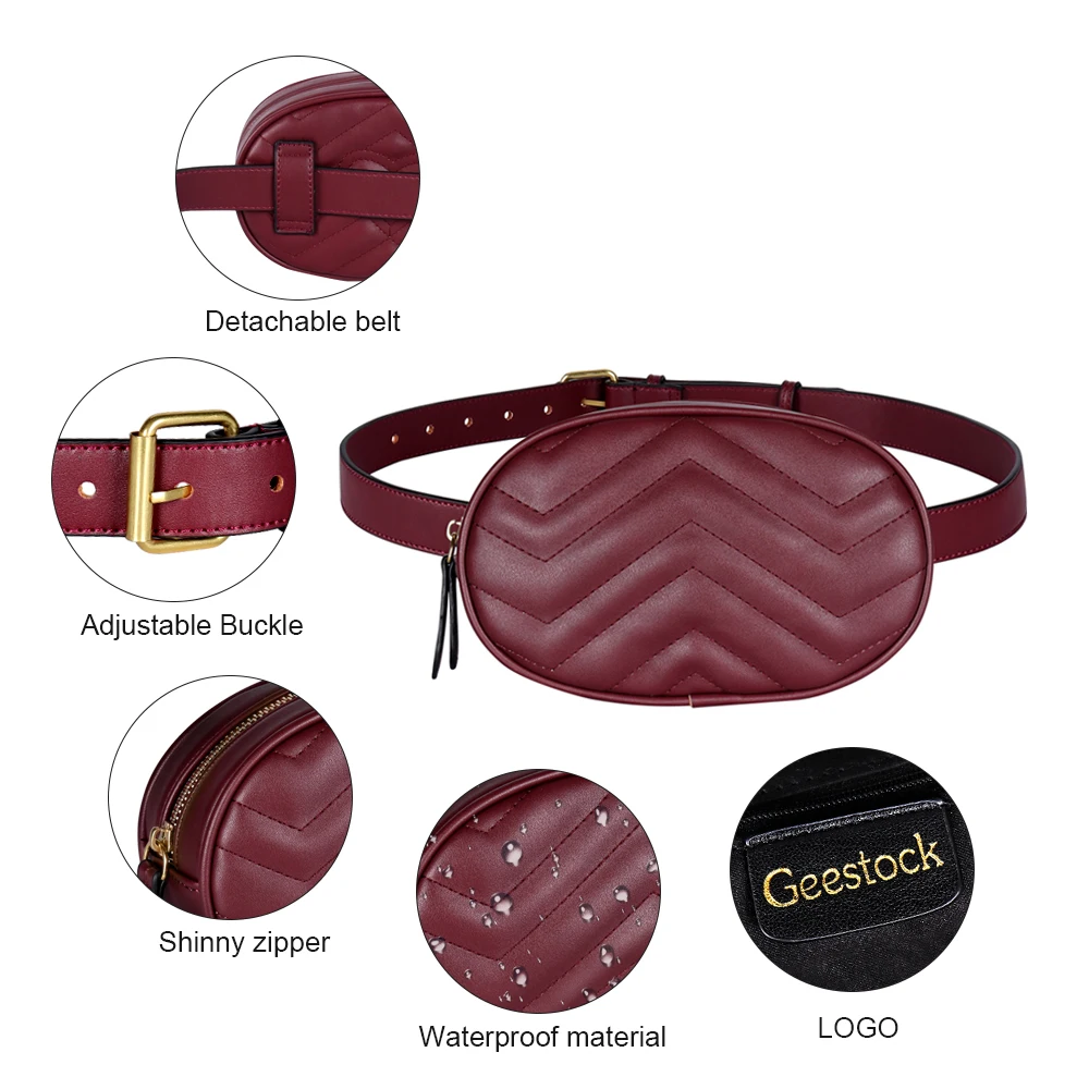Geestock-riñonera de cuero sintético para mujer, bolso cruzado de lujo, con cinturón redondo, a la moda