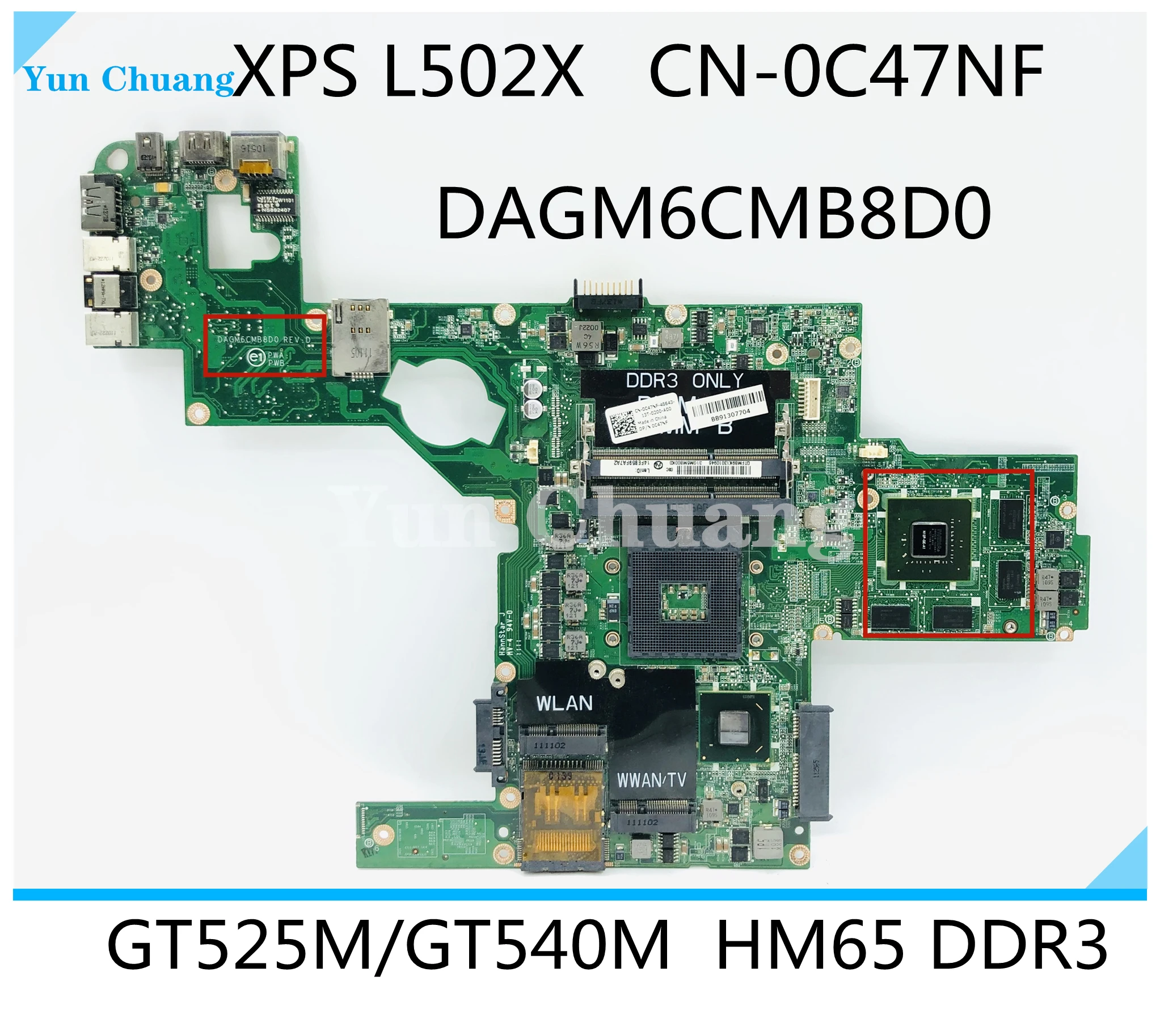 

CN-0C47NF 0C47NF DAGM6CMB8D0 Mainboard For DELL XPS L502X Laptop motherboard GT525M GPU HM67 N12P-GE-A1 DDR3 100% work