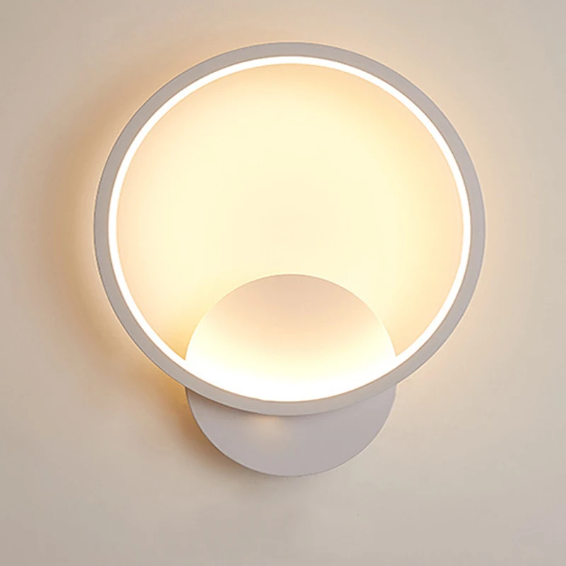 Round ring LED wall light lamp foyer sitting living dinning room corridor bedside LED wall sconce lamp with white black color