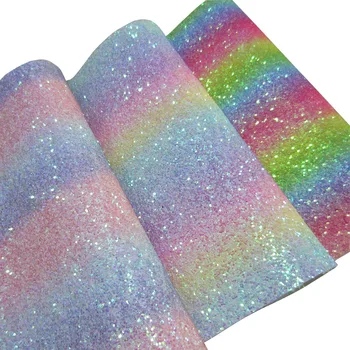 30cm x 134cm Regenbogen klobigen Glitzer Stoff Kunstleder Roll Mode Glitzer Stoff für Schleifen Weihnachten Handwerk Ohrring ay210