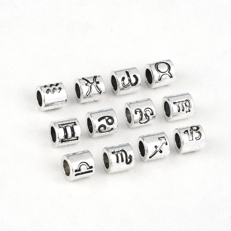 DoreenBeads 36Pcs Mixed Zodiac Spacer Beads Fit Charm Bracelet European beads Jewelry Constellation symbol DIY Beads 7.5x7.5mm