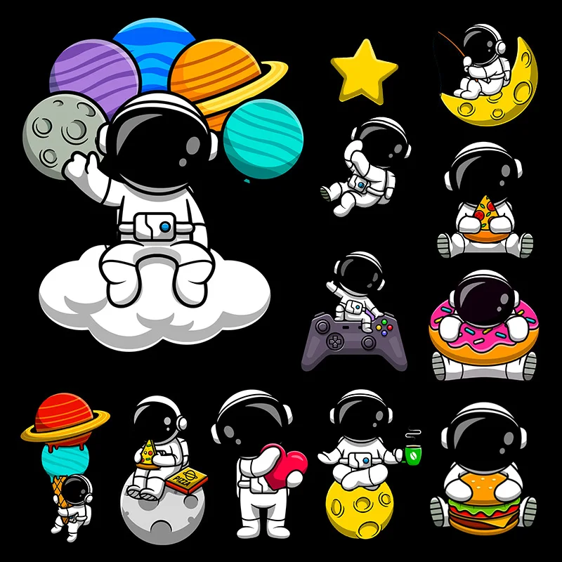 

Space Astronaut Patch Iron-On Transfers For Clothing Moon Patches UFO Stickers Cartoon Patches On KIDS Clothes Applique Stripes