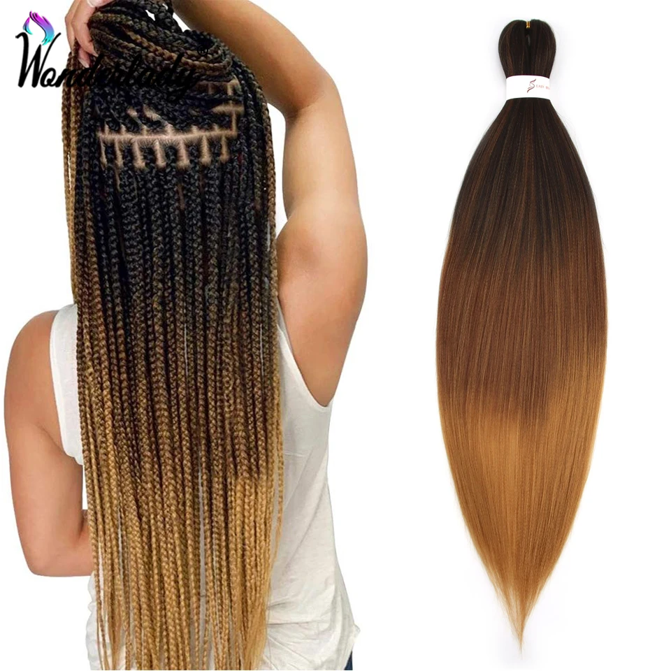 WonderLady Pre Stretched Synthetic Braiding Hair Extensions Yaki Straight Hot Set Jumbo Braids For Senegalese Twist Bundles Bulk