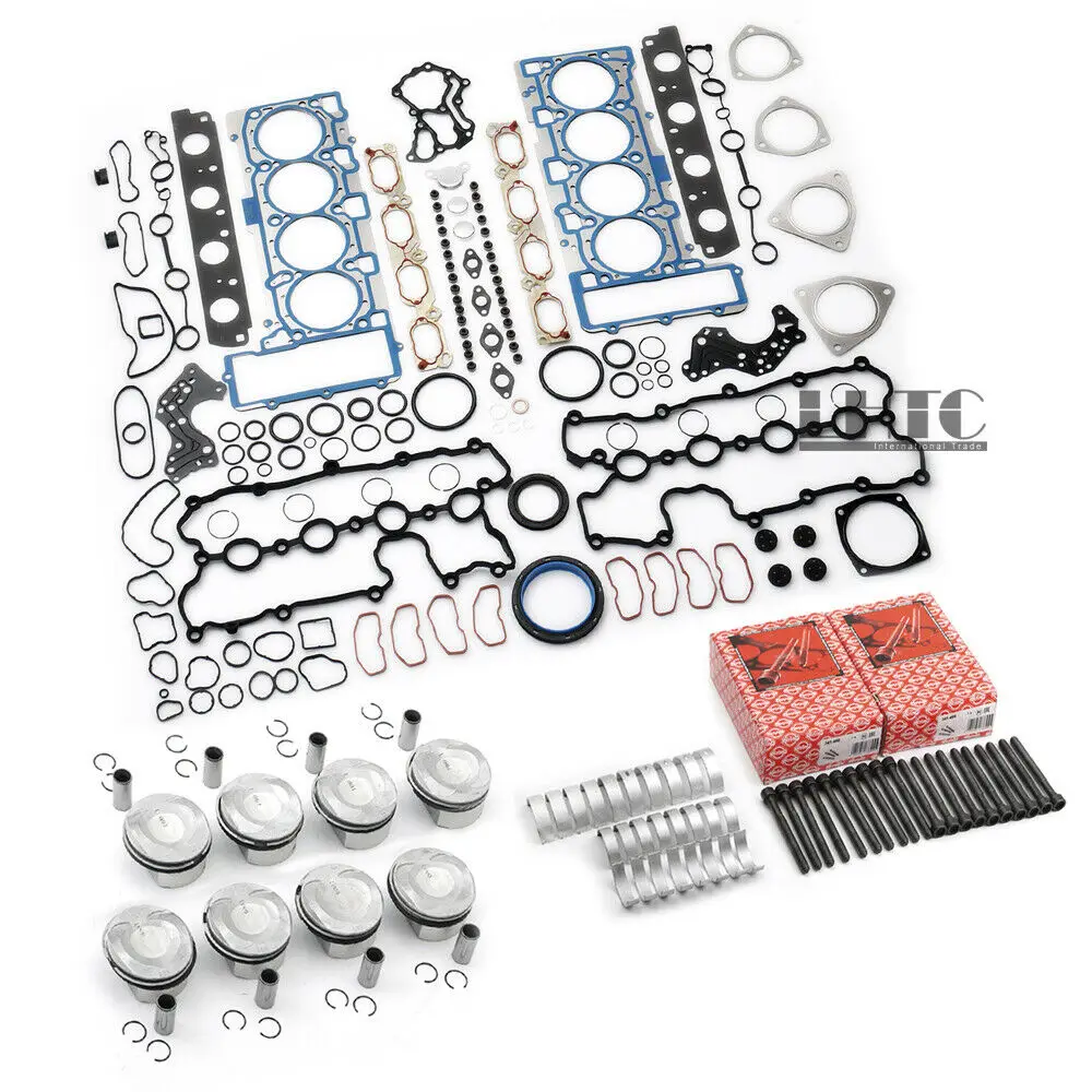 Engine Overhaul Rebuilding Pistons Gasket Bearings Main & Con rod bearings set Head Bolts Kit For VW Audi Q7 A8 S5 4.2L