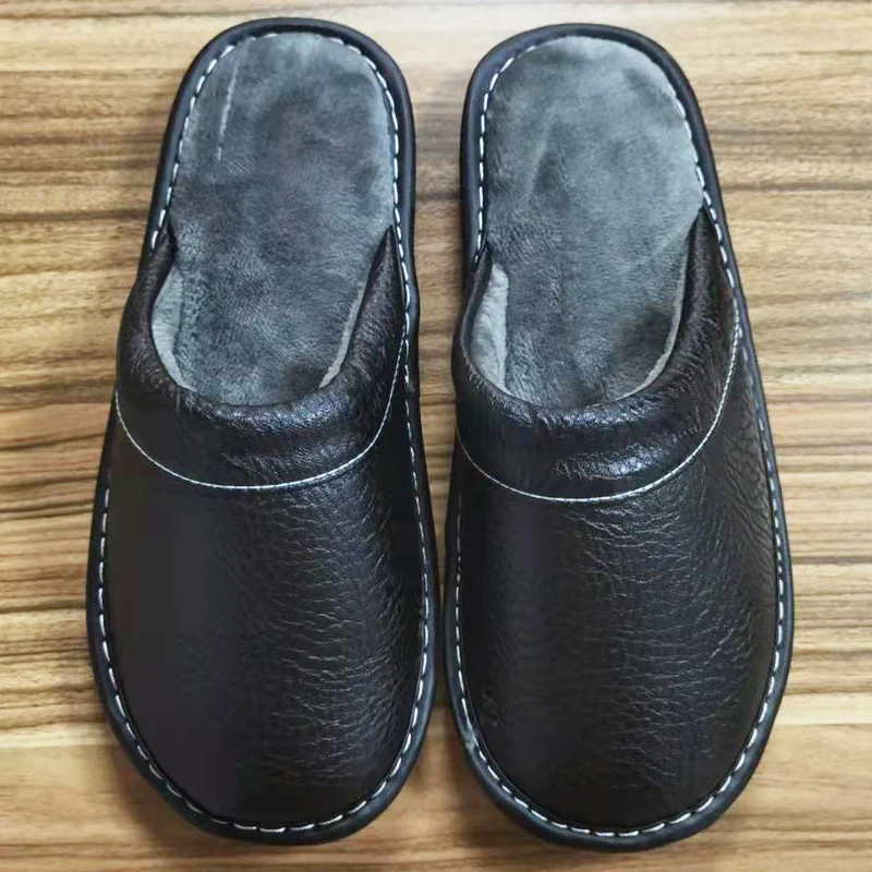 Prägnante Plüsch pantoffeln Herren Flip-Flops Pelz Panto letten verstopft Winter Indoor Slides Männer pelzigen Hausschuhe männlich warm pu Leder