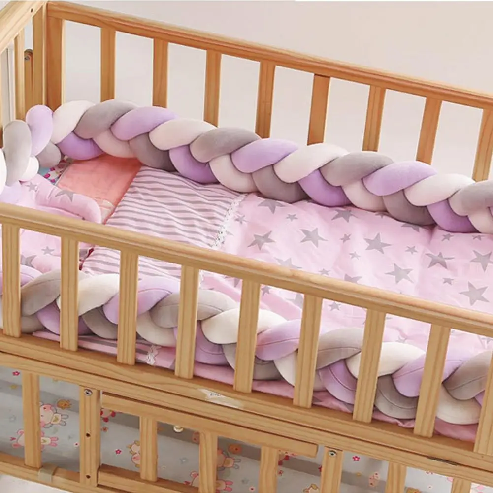 

2.2M Baby Bed Bumper Soft Twist Braid Knot Infant Pillow Cushion Bumper Protective Cradle Cot Bumper Room Decor