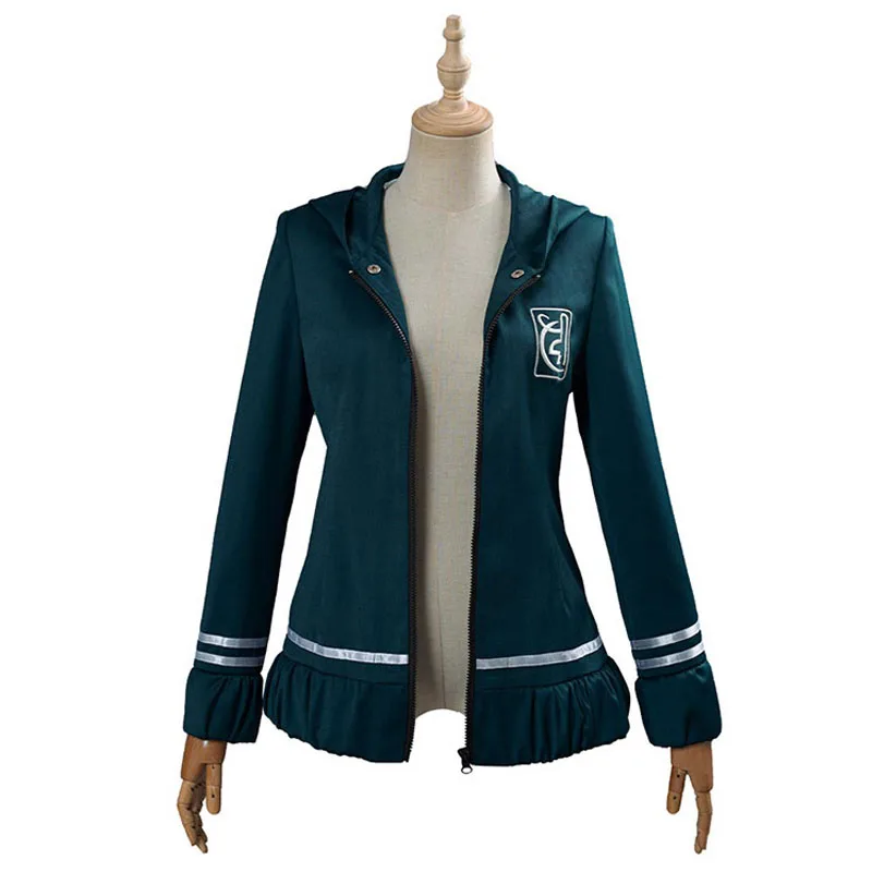 Nanami ChiaKi Cosplay Coats Danganronpa 2 Goodbye Despair Green Hooded Jacket Woman's Zipper Jackets Nanami ChiaKi Costumes